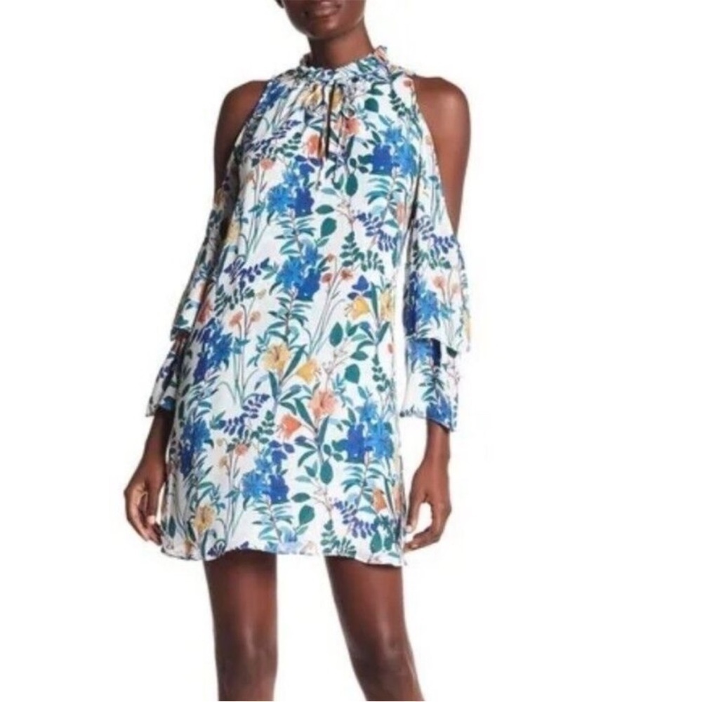Parker Antastasia Silk Floral Cold Shoulder Mini Dress Sz XS